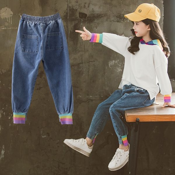 girls' 2020 season middle and big and jeans children's threaded feet show thin tied feet autumn foreign style jeans tide, Blue
girls' 2020 season middle and big and jeans children's threaded feet show thin tied feet autumn foreign style jeans tide, Blue