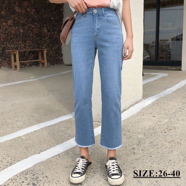 new women simple high waist ankle-length jeans trousers ladies cotton stretch casual straight denim jeans pants plus size 26- 51, Blue
new women simple high waist ankle-length jeans trousers ladies cotton stretch casual straight denim jeans pants plus size 26- 51, Blue