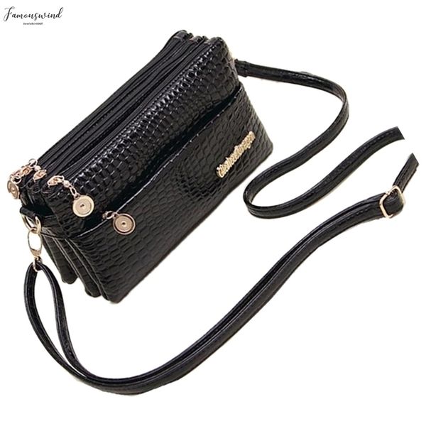 fggs women handbags small shoulder bag crocodile pattern women messenger bags for women handbag clutch zipper black