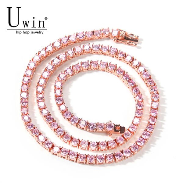 uwin rosegold pink tennis chain cubic zirconia necklace hip hop punk glittering iced out men and women fashion jewelry, Silver
uwin rosegold pink tennis chain cubic zirconia necklace hip hop punk glittering iced out men and women fashion jewelry, Silver