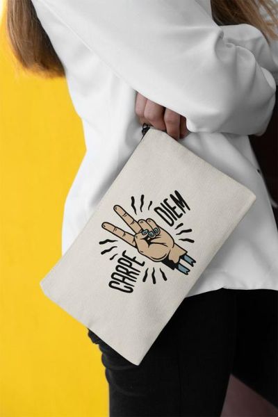 angemiel clutch peace mark carpediem portfolio hand makeup bag, Silver
angemiel clutch peace mark carpediem portfolio hand makeup bag, Silver