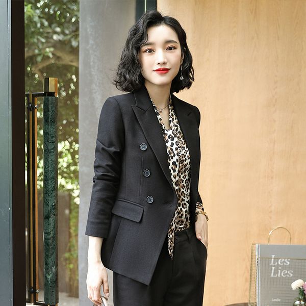 women's suits autumn and winter new temperament fashion double-breasted uniforms set decoration body trousers two-piece suit, White;black
women's suits autumn and winter new temperament fashion double-breasted uniforms set decoration body trousers two-piece suit, White;black