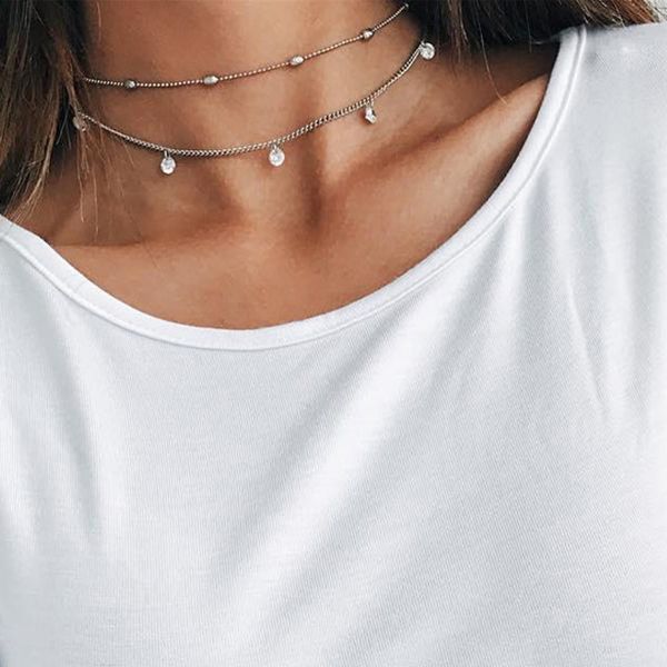 bohemian crystal chokers necklace for women silver color double layer link chain beads tassel charms necklace pendant jewelry, Golden;silver
bohemian crystal chokers necklace for women silver color double layer link chain beads tassel charms necklace pendant jewelry, Golden;silver
