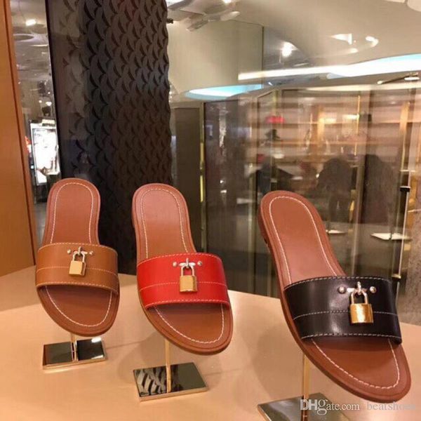 designer slides lock it flat mules slippers leather outsoles summer ladies sandals outdoor beach flip flops slippers with box 1a4wn0, Black
designer slides lock it flat mules slippers leather outsoles summer ladies sandals outdoor beach flip flops slippers with box 1a4wn0, Black