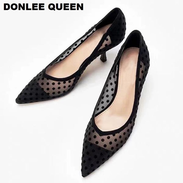 2020 spring thin heels pumps shoes women pointed toe high heel work shoes polka dot mesh vintage elegant shallow pumps for party, Black
2020 spring thin heels pumps shoes women pointed toe high heel work shoes polka dot mesh vintage elegant shallow pumps for party, Black