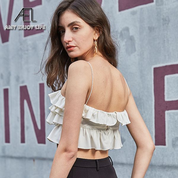 women's tanks & camis ael halters blouse women fashion multi layer rufflestank sleeveless female party crop top, White
women's tanks & camis ael halters blouse women fashion multi layer rufflestank sleeveless female party crop top, White