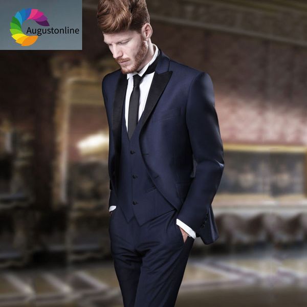 italian navy blue men suits for wedding black peaked lapel slim fit groom tuxedo terno masculino 3piece man blazers costume, White;black
italian navy blue men suits for wedding black peaked lapel slim fit groom tuxedo terno masculino 3piece man blazers costume, White;black