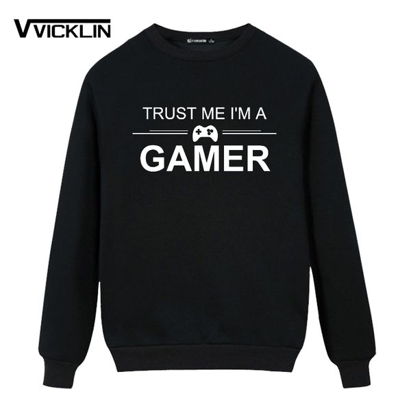 2017 autumn new arrival loose clothes trust me i'm a gamer printing sweatshirts men's cotton full sleeves pullover size s-xxxl, Black
2017 autumn new arrival loose clothes trust me i'm a gamer printing sweatshirts men's cotton full sleeves pullover size s-xxxl, Black