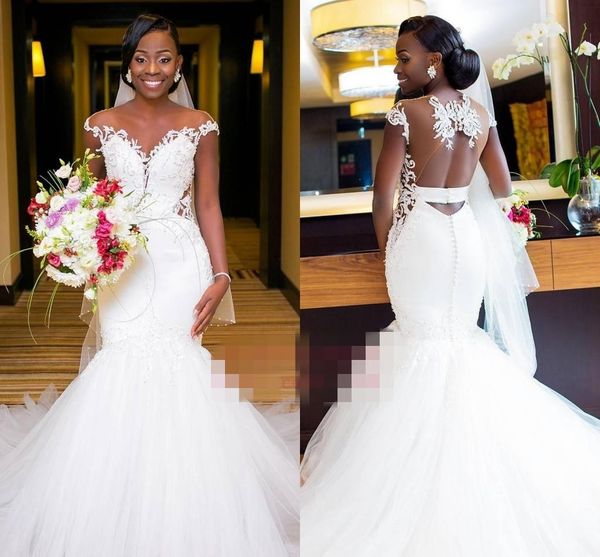 2020 south africa style o neck wedding dresses short sleeve backless mermaid bridal gown for bohemian garden wedding custom made, White
2020 south africa style o neck wedding dresses short sleeve backless mermaid bridal gown for bohemian garden wedding custom made, White