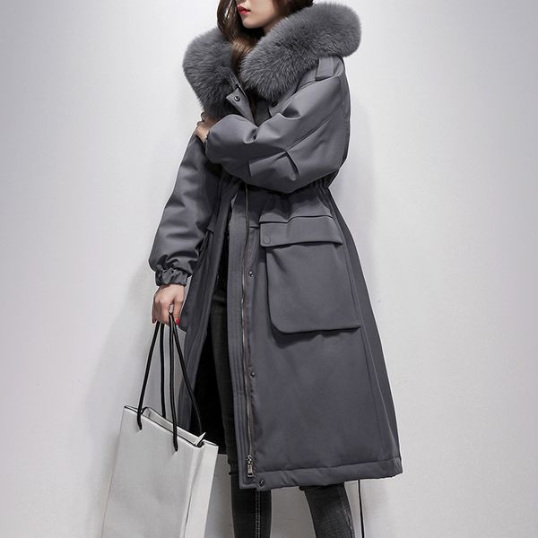 2019 winter women 90% white duck down jacket loose long down coat large real fox fur collar hooded outwear warm thick parka, Black
2019 winter women 90% white duck down jacket loose long down coat large real fox fur collar hooded outwear warm thick parka, Black