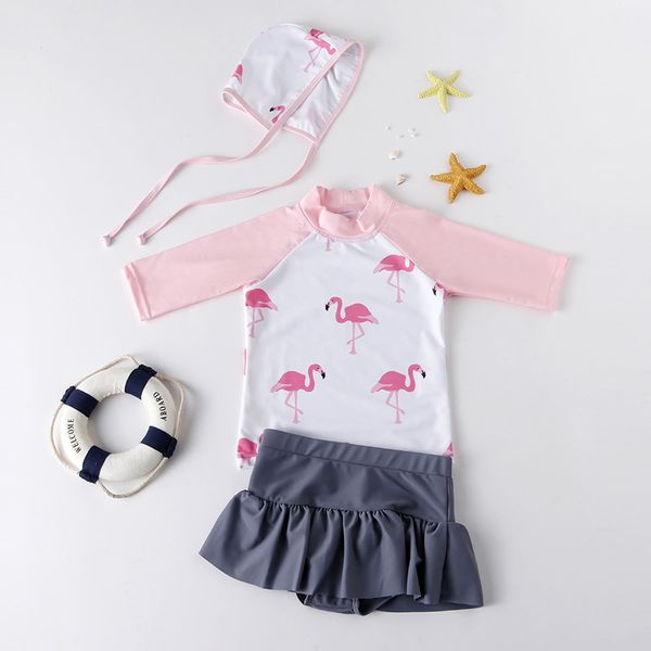 children pink gray swimsuit for baby flamingo swimwear kid girl split long sleeve quick drying bathing clothes summer beach-wear
children pink gray swimsuit for baby flamingo swimwear kid girl split long sleeve quick drying bathing clothes summer beach-wear