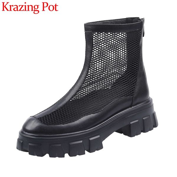 krazing pot summer ankle boots cow leather round toe high heels korean street style beauty lady sunscreen breathable shoes l32, Black
krazing pot summer ankle boots cow leather round toe high heels korean street style beauty lady sunscreen breathable shoes l32, Black