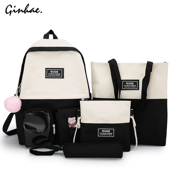 preppy style canvas school bags for teenage girls 4pcs panelled letter backpack ladies casual solid shoulder bags travel bagpack
preppy style canvas school bags for teenage girls 4pcs panelled letter backpack ladies casual solid shoulder bags travel bagpack