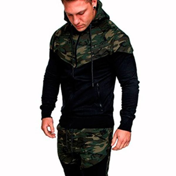 2018 new men's camouflage patchwork zipper hoodies sweatshirts male hooded coats tracksuit sportswear casual camo hoodies, Black
2018 new men's camouflage patchwork zipper hoodies sweatshirts male hooded coats tracksuit sportswear casual camo hoodies, Black