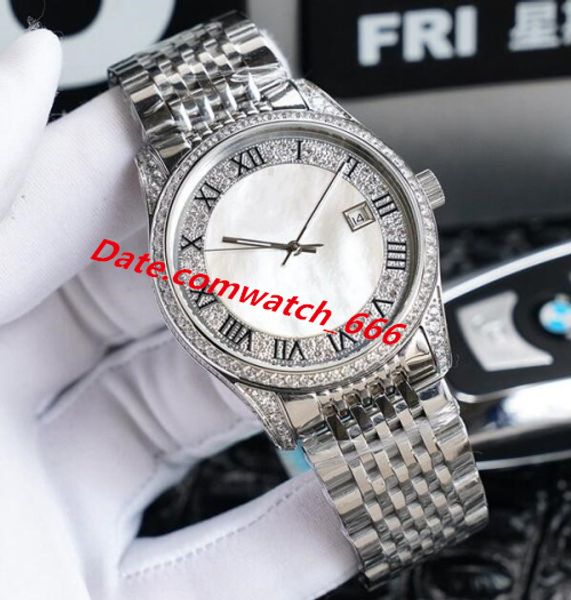 6 Style Luxury Watch 40mm Diamond Roman Dial Stainless Steel Bracelet Leather Automatic Mens Fashion Men Watches
6 Style Luxury Watch 40mm Diamond Roman Dial Stainless Steel Bracelet Leather Automatic Mens Fashion Men Watches
