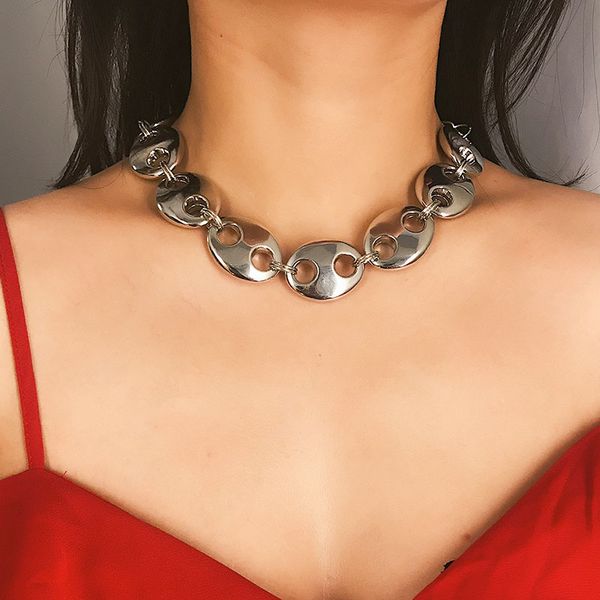 punk chunky pig snout shaped heavy metal thick chain choker necklace for women geometric statement chocker collar jewelry xr2121, Golden;silver
punk chunky pig snout shaped heavy metal thick chain choker necklace for women geometric statement chocker collar jewelry xr2121, Golden;silver