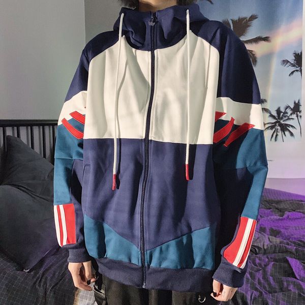fashion classic brand design men's and women's retro splicing color sports coat hoodie 2 color size xs~xl, Black
fashion classic brand design men's and women's retro splicing color sports coat hoodie 2 color size xs~xl, Black