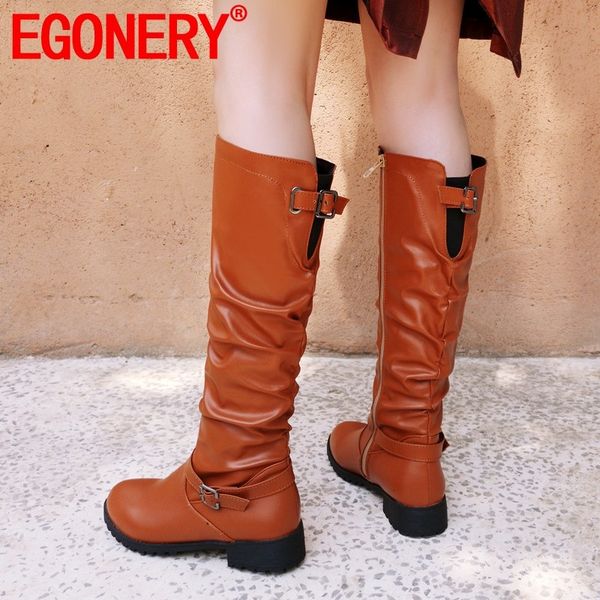 egonery 2019 winter new fashion knee high boots outside warm low heels round toe buckle zip plus size women shoes drop shipping, Black
egonery 2019 winter new fashion knee high boots outside warm low heels round toe buckle zip plus size women shoes drop shipping, Black