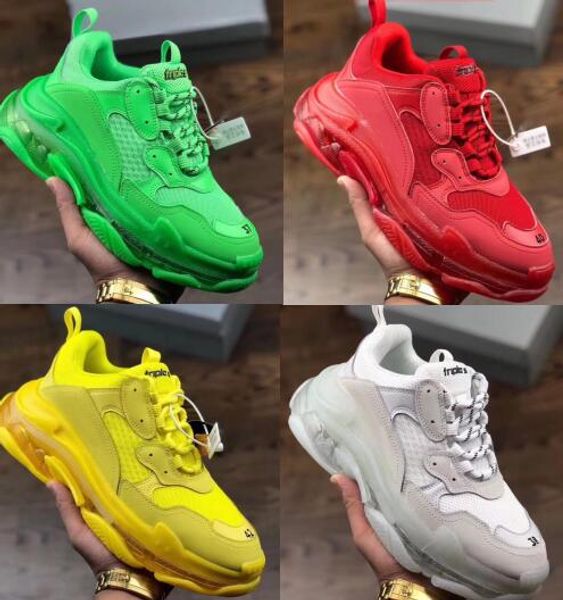 2019 triple s mens women running shoes luxury fashion designers trainers neon green clear sole athletic triple-s walking sneakers shoes 
2019 triple s mens women running shoes luxury fashion designers trainers neon green clear sole athletic triple-s walking sneakers shoes