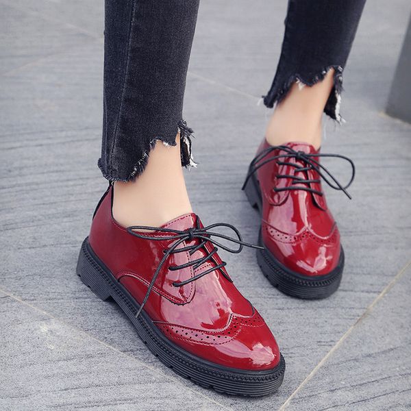 round toe womens derby shoes casual female sneakers flats british style leather summer cross dress patent leather preppy basic, Black
round toe womens derby shoes casual female sneakers flats british style leather summer cross dress patent leather preppy basic, Black