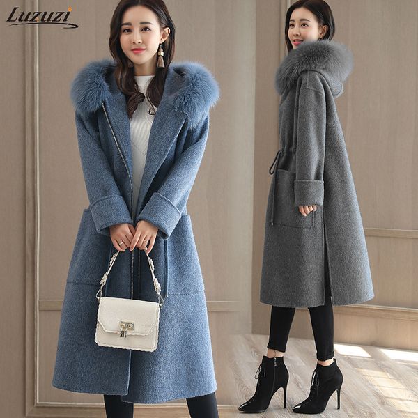 luzuzi fashion solid women long woolen coat slim zippers women's jacket pockets fur collar blue cashmere coat and jacket ce3280, Black
luzuzi fashion solid women long woolen coat slim zippers women's jacket pockets fur collar blue cashmere coat and jacket ce3280, Black