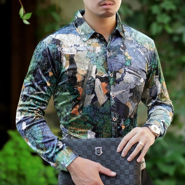 green long sleeve velvet dress button down floral shirt men camisa social masculina de luxo, White;black
green long sleeve velvet dress button down floral shirt men camisa social masculina de luxo, White;black