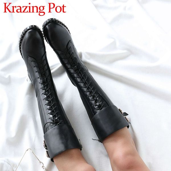 high street fashion western boots european station buckles zipper natural leather round toe low rock heels knee-high boots l13, Black
high street fashion western boots european station buckles zipper natural leather round toe low rock heels knee-high boots l13, Black