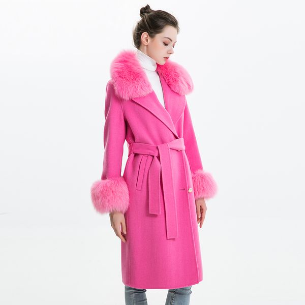 women cashmere coat with real fur collar woolen jacket with belt winter autumn slim lady 2018 long overcoat women wool coat, Black
women cashmere coat with real fur collar woolen jacket with belt winter autumn slim lady 2018 long overcoat women wool coat, Black