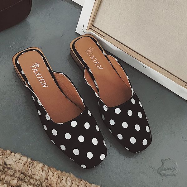 moxxy low heel slippers dot brand mule shoes pointed toe heel slides sandal ladies pu leather zapatos mujer casual shoes, Black
moxxy low heel slippers dot brand mule shoes pointed toe heel slides sandal ladies pu leather zapatos mujer casual shoes, Black