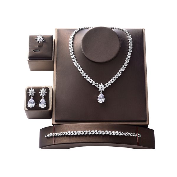 jewelry set hadiyana creative waterdrop necklace earring ring and bracelet set lady wedding party zircon cn058 conjunto de joyas, Silver
jewelry set hadiyana creative waterdrop necklace earring ring and bracelet set lady wedding party zircon cn058 conjunto de joyas, Silver