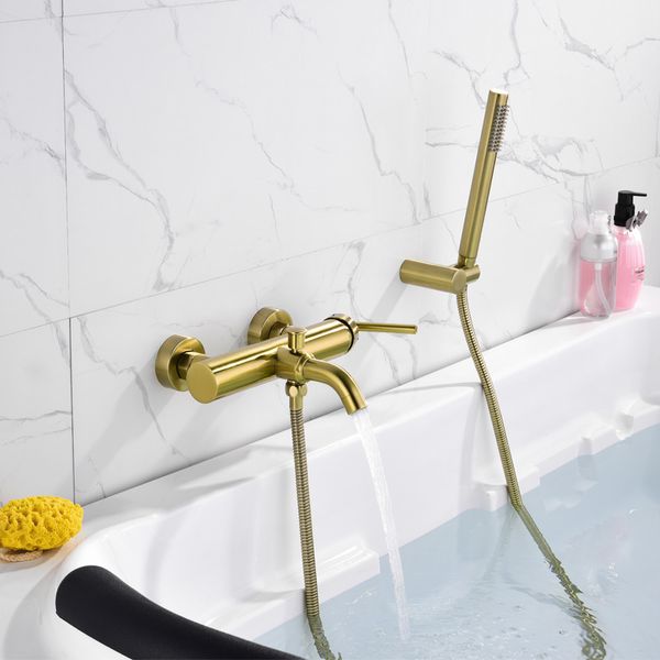 solid brass brushed gold bathtub faucet wall mounted bathroom shower faucet handheld shower and cold bath mixer
solid brass brushed gold bathtub faucet wall mounted bathroom shower faucet handheld shower and cold bath mixer