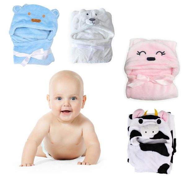 newborn baby bathrobe pajamas cute animal cartoon babies kids blanket hooded bathrobe sleepers toddler comfortable bath towel, Blue;red