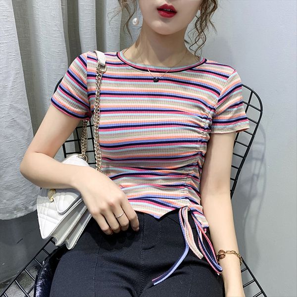 short-sleeved female 2020 niche striped drawstring half-sleeved fashion short-sleeved t-shirt female 2020 niche striped drawstring half, White
short-sleeved female 2020 niche striped drawstring half-sleeved fashion short-sleeved t-shirt female 2020 niche striped drawstring half, White