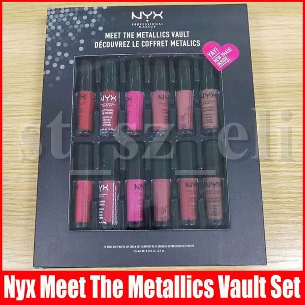 NYX Встретить Metallics Убежища губной помады 12pcs Set Matte Mat Новый Shade для губ Крем Блеск Decouvrez ле Coffret metalics
NYX Встретить Metallics Убежища губной помады 12pcs Set Matte Mat Новый Shade для губ Крем Блеск Decouvrez ле Coffret metalics