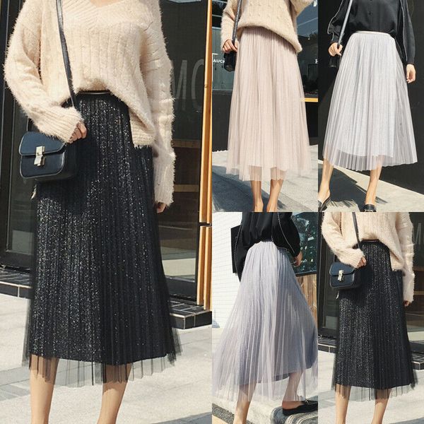women lady retro sequins pleated boho swing skirt long elastic high waist skirt beach summer, Black
women lady retro sequins pleated boho swing skirt long elastic high waist skirt beach summer, Black