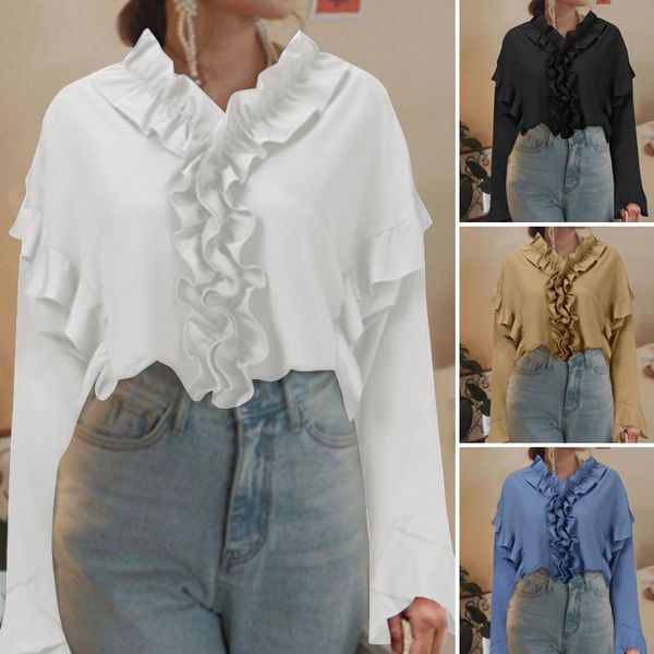 zanzea stylish spring blouse women's ruffle blouse casual long sleeve blusas female solid tunic elegant chemise plus size, White
zanzea stylish spring blouse women's ruffle blouse casual long sleeve blusas female solid tunic elegant chemise plus size, White