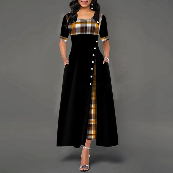 vintage plaid dresses elegant long dress women party dress irregular ladies button a-line 2020 spring female d30, Black;gray
vintage plaid dresses elegant long dress women party dress irregular ladies button a-line 2020 spring female d30, Black;gray