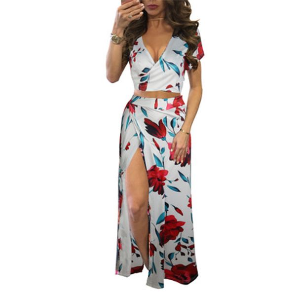 fashion women new arrival printed two piece dresses s/s womens two piece sets deep v-neck t shirts + dresses, White
fashion women new arrival printed two piece dresses s/s womens two piece sets deep v-neck t shirts + dresses, White
