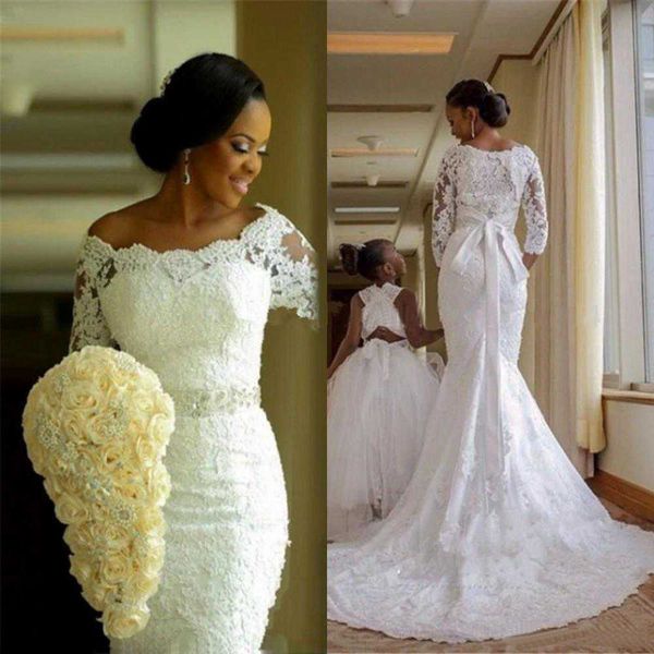 fashion african wedding dresses scoop neck long sleeves lace mermaid applique sequins wedding dress bridal gowns cheap, White
fashion african wedding dresses scoop neck long sleeves lace mermaid applique sequins wedding dress bridal gowns cheap, White
