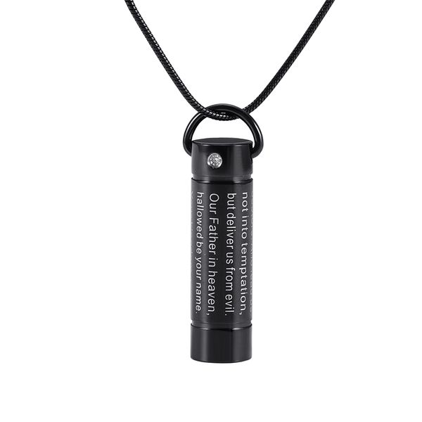 engrave blank black stainless steel cremation pendant necklace crystal memory ashes keepsake tube urn necklace, Silver
engrave blank black stainless steel cremation pendant necklace crystal memory ashes keepsake tube urn necklace, Silver