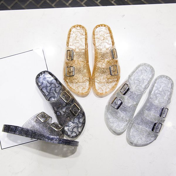 women slippers summer flat jelly shoes non-slip crystal transparent slides open toe buckle strap female outdoor beach shoes 2019, Black
women slippers summer flat jelly shoes non-slip crystal transparent slides open toe buckle strap female outdoor beach shoes 2019, Black