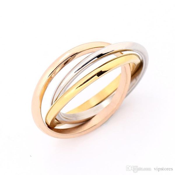 fashion classic creative trinity ring three ring winding ring women's stainless steel 3 color trinity rolling wedding band rings, Silver
fashion classic creative trinity ring three ring winding ring women's stainless steel 3 color trinity rolling wedding band rings, Silver