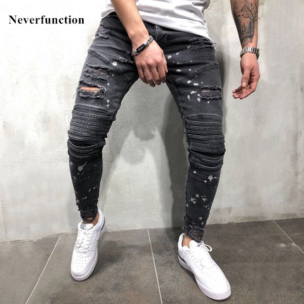 men distressed ripped skinny biker jeans knee pleated splashing ink streetwear joggers stretch denim jeans pants dropshipping, Blue
men distressed ripped skinny biker jeans knee pleated splashing ink streetwear joggers stretch denim jeans pants dropshipping, Blue