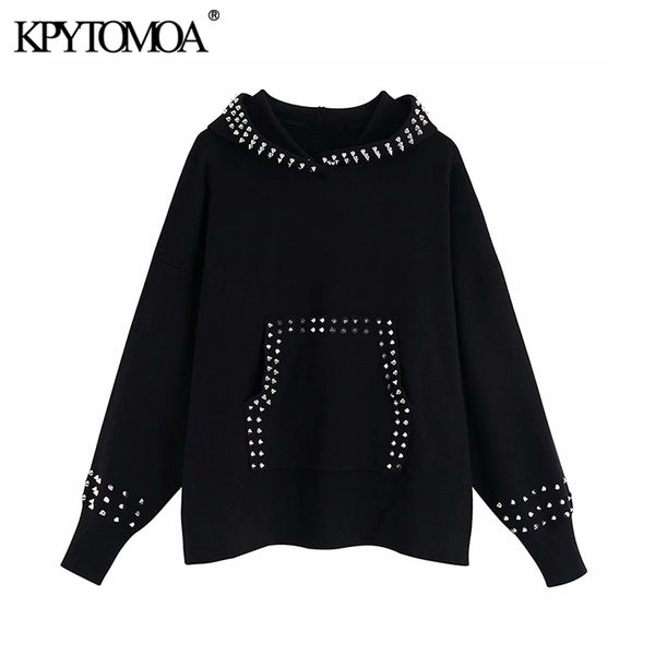 vintage stylish pockets rivet decorative knitted hoodies sweatshirt women 2019 fashion long sleeve hooded pullovers chic, Black
vintage stylish pockets rivet decorative knitted hoodies sweatshirt women 2019 fashion long sleeve hooded pullovers chic, Black