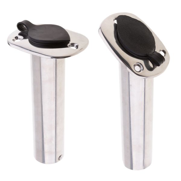 2pcs heavy duty stainless steel 316 deluxe rod holders with pvc cap & liner flush mount fishing rod pole holders, 30 / 90 degree
2pcs heavy duty stainless steel 316 deluxe rod holders with pvc cap & liner flush mount fishing rod pole holders, 30 / 90 degree