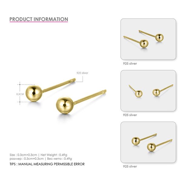 women stud earring 925 stainless steel gold silver round anti-allergy earring fashion jewelry bijoux collier a30, Golden;silver
women stud earring 925 stainless steel gold silver round anti-allergy earring fashion jewelry bijoux collier a30, Golden;silver