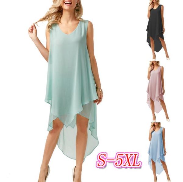 plus size womens chiffon dresses fashion solid color sleeveless v neck asymmetrical dresses elegant style womens summer dresses, Black;gray
plus size womens chiffon dresses fashion solid color sleeveless v neck asymmetrical dresses elegant style womens summer dresses, Black;gray