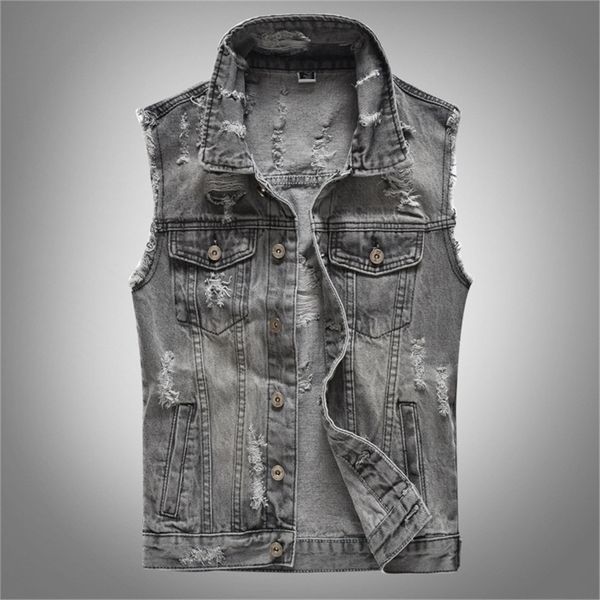 spring mens denim vest grey oversize motorbiker punk chic mens designer vests lapel neck sleeveless cardigan with button, Black;white
spring mens denim vest grey oversize motorbiker punk chic mens designer vests lapel neck sleeveless cardigan with button, Black;white
