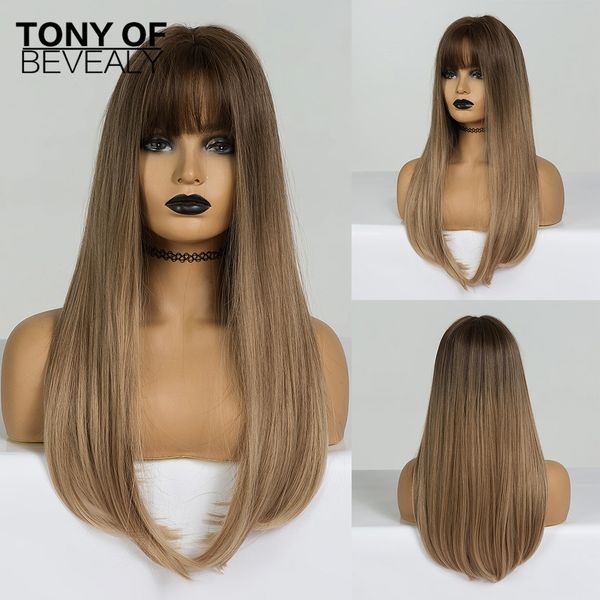 long straight synthetic wigs with bangs brown ombre hair for black woman natural daily hair wigs heat resistant fiber
long straight synthetic wigs with bangs brown ombre hair for black woman natural daily hair wigs heat resistant fiber