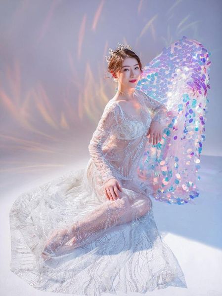perspective pgraphy props dress gauze pregnant embroidery maternity pregnancy clothes pregnant woman sequins wedding dress, White
perspective pgraphy props dress gauze pregnant embroidery maternity pregnancy clothes pregnant woman sequins wedding dress, White